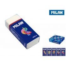 Milan 4020A Goma de Borrar Rectangular - Miga de Pan - Suave - Caucho Sintetico - Faja de Carton Azul - Dibujos Surtidos - Color Blanco