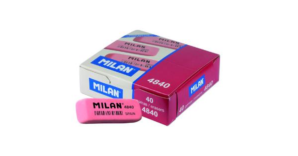 Milan 4840 Goma de Borrar Biselada Flexible - Miga de Pan - Caucho Sintetico - Color Rosa