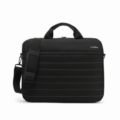 CoolBox Maletin para Portatil hasta 14" - Compartimento Principal Acolchado - Tejido Impermeable - Color Negro