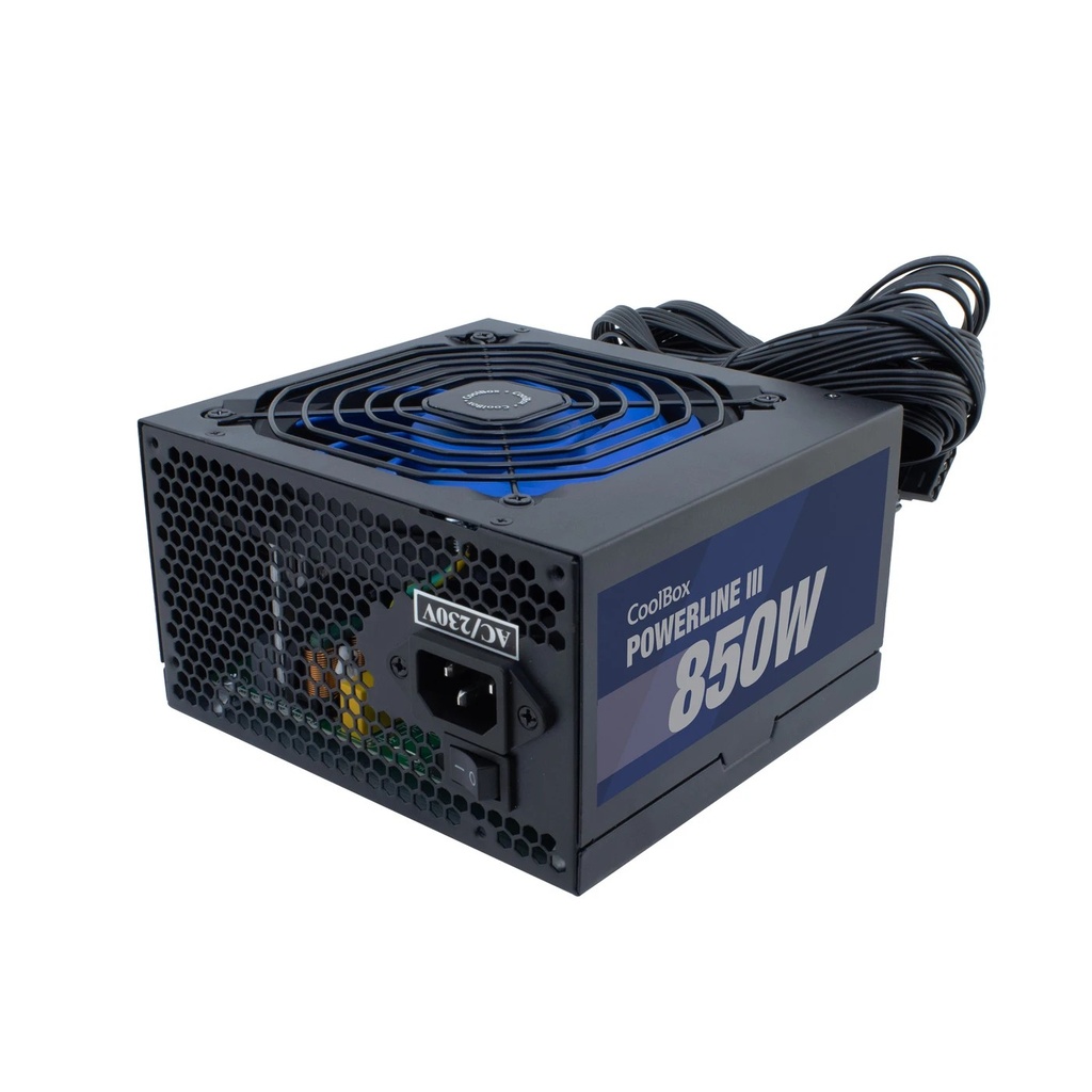 Coolbox PowerLine III 850W Fuente de Alimentacion 850W ATX 12V - PFC Activo - Ventilador 120mm