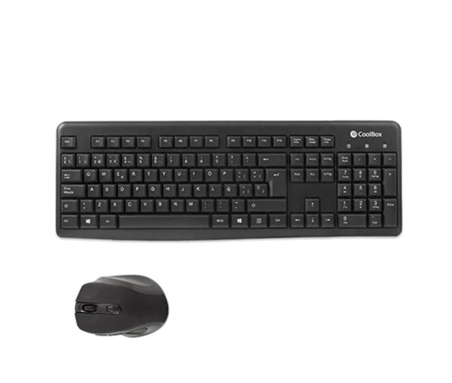 Coolbox KTR-02W Pack Inalambrico USB Teclado Teclas + Raton 1600dpi Ergonómico - Teclas silencionas - Color Negro