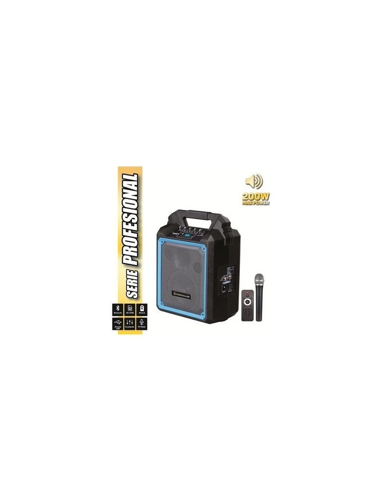 Coolsound Pro 200 Altavoz Autoamplificado Bluetooth 200W 6.5" 60W RMS con Bateria - USB, SD, Entrada Mic. Jack 6.3mm - 1 Microfono Serie Pro Cool - Autonomia hasta 3.5h - Asa de Transporte - Mando a Distancia