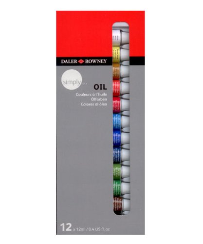 Daler Rowney Simply Pack de 12 Pinturas Oleo 12ml - Excelente Resistencia a la Luz - Colores Surtidos