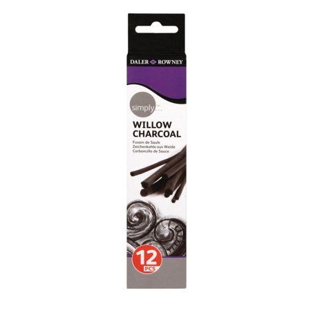 Daler Rowney Simply Charcoal Pack de 12 Carboncillos de Sauce - Marca Suave e Intensa - Ideal para Artistas y Aficionados