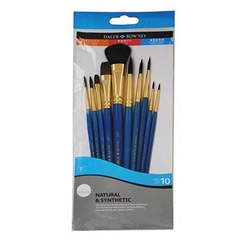 Daler Rowney Simply Pack de 10 Pinceles Sinteticos - Mezcla de Caballo y Pelo de Cabra - Color Azul