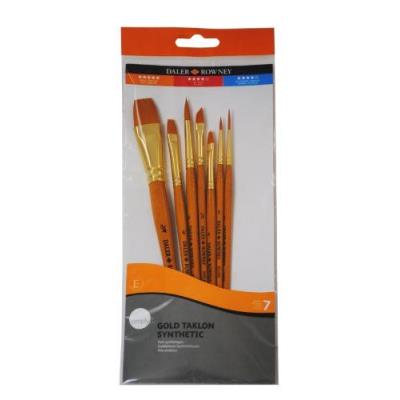 Daler Rowney Simply Pack de 7 Pinceles Sinteticos - Diseño Ergonomico - Oro Taklon - Color Naranja