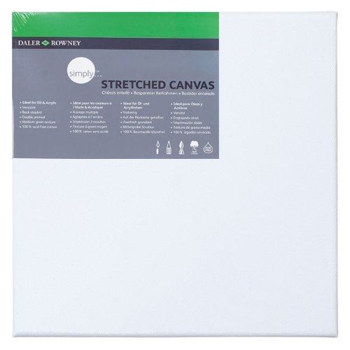 Daler Rowney Simply Bastidor Entelado 20x20cm - Imprimacion Triple - Grano Medio - 100% Algodon sin Acido - 250g