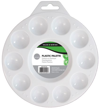 Daler Rowney Simply Paleta de Plastico Redonda para Pintura - 10 Pozos - Color Blanco