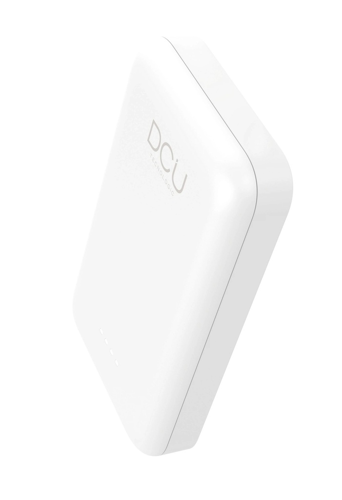 DCU Tecnologic Power Bank Magsafe PD20W & QC 22.5W 5.000Mah - Carga Rapida y Magnetica para IPhone 14, 13, 12 y Airpods - Ligero y Compacto - Color Blanco