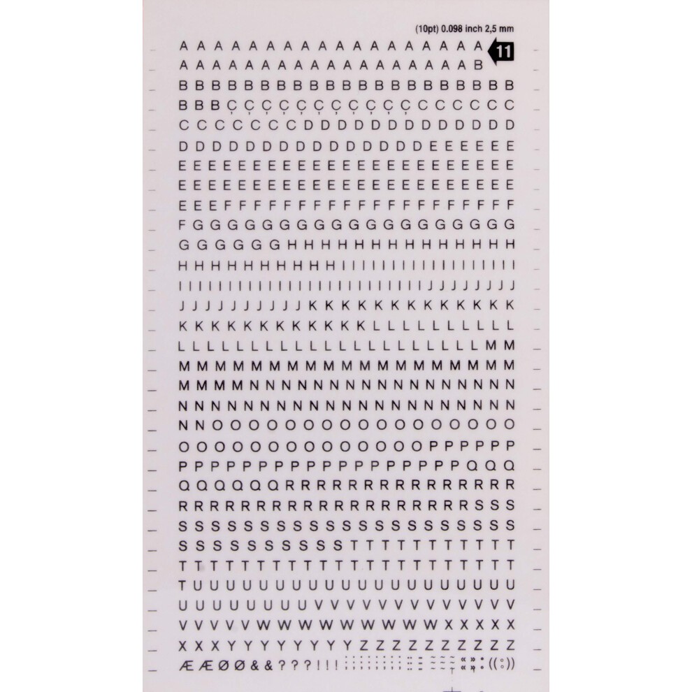 Apli Letras Transferibles Mayusculas Negras 2.5mm 730 Caracteres