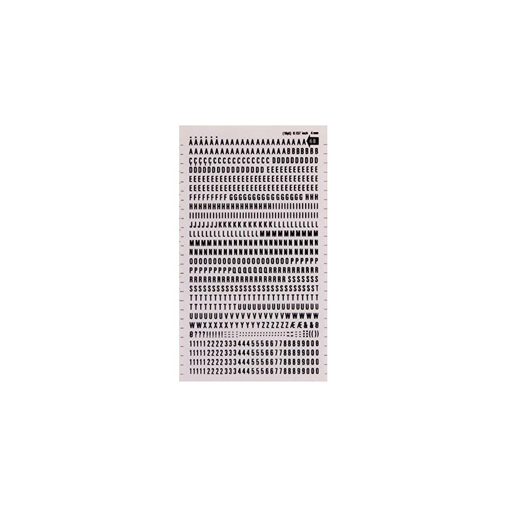 Apli Letras y Numeros Transferibles - 4mm de Tamaño - 792 Caracteres - Faciles de Aplicar y Remover - Negros