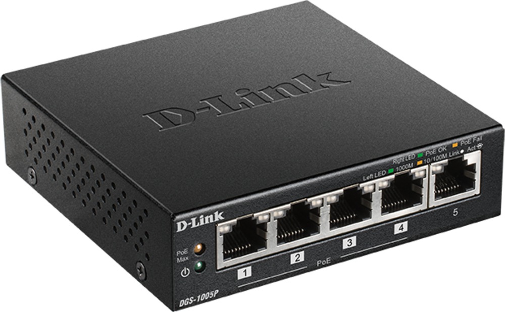 D-Link Switch 5 Puertos Gigabit 10/100/1000 Mbps - PoE+