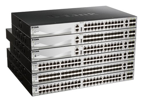 D-Link Switch Gestionable L3 24 Puertos Gigabite PoE 370W + 2 Puertos 10G + 4 Puertos 10G SFP+