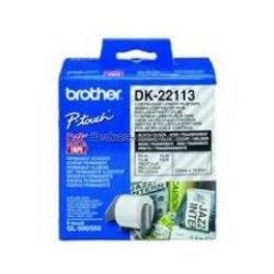Brother DK22113 - Etiquetas Originales de Tamaño personalizado - Ancho 62mm x 15,24 metros - Texto negro sobre fondo transparente