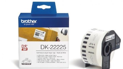 Brother DK22225 - Etiquetas Originales de Tamaño personalizado - Ancho 38mm x 30,48 metros - Texto negro sobre fondo blanco