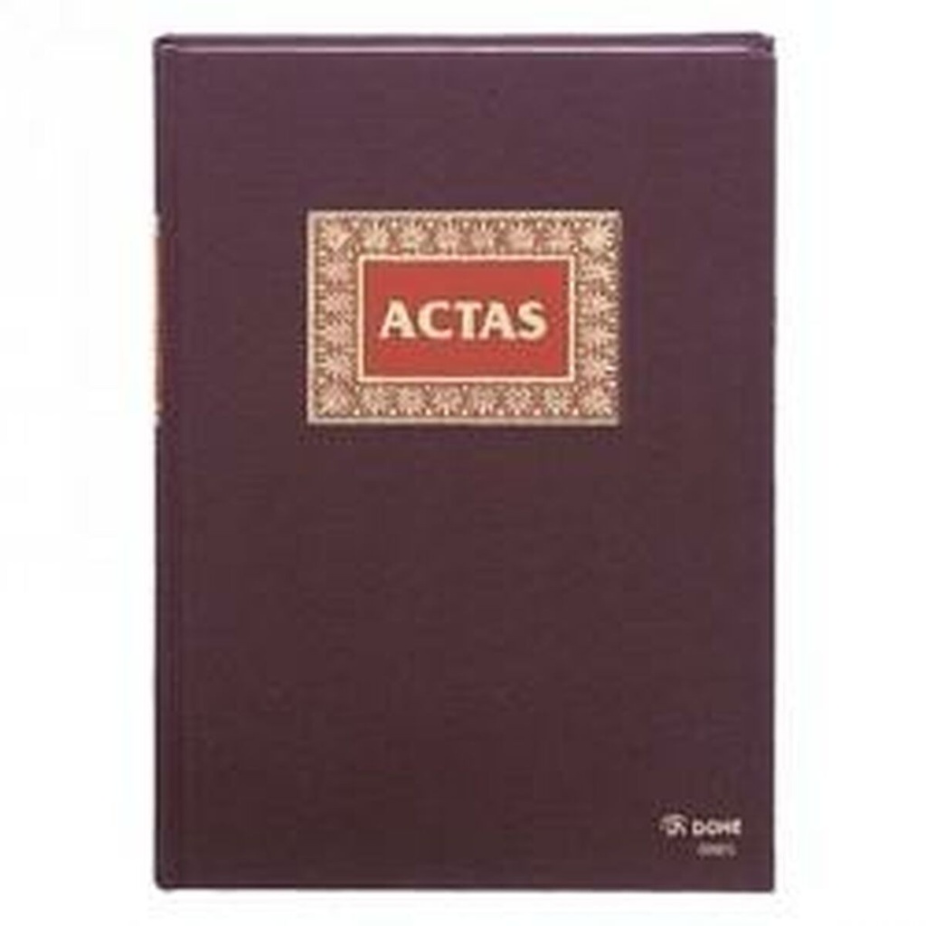 Dohe Libro Actas 50 Hojas Numeradas Papel Offset de 100gr - Tamaño Folio Natural - Encuadernacion en Tela de Primera Calidad con Estampacion en Rojo y Oro - Impreso a 2 Colores - Color Burdeos