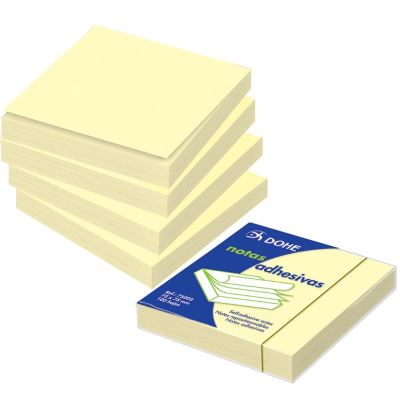 Dohe Pack de 3 Blocs de 100 Notas Reposicionables - Tamaño 37,5x50mm - Papel de 75gr - Ideal para Oficina y Escuela - Color Amarillo Claro