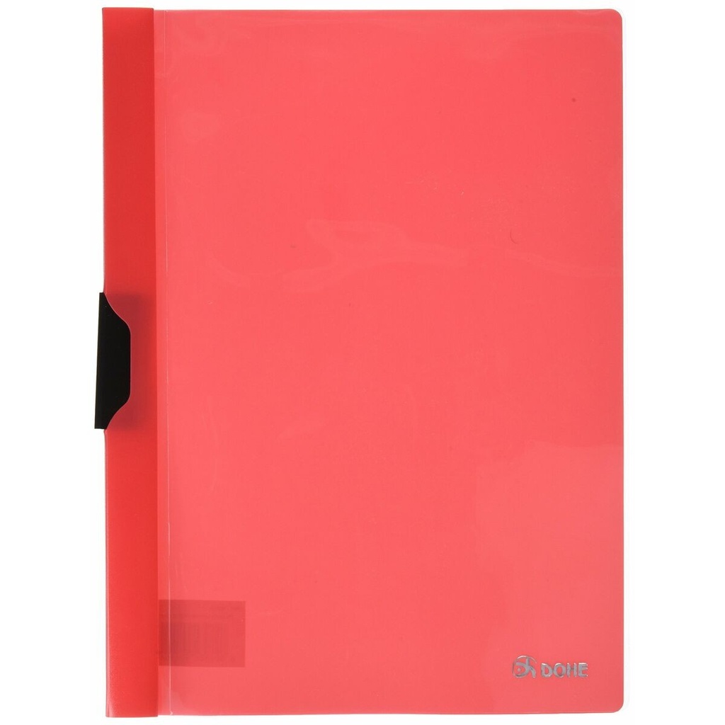 Dohe Dossier con Clip Metalico - Tamaño A4 - Fabricado en Polipropileno Opaco de 350 Micras - Color Rojo