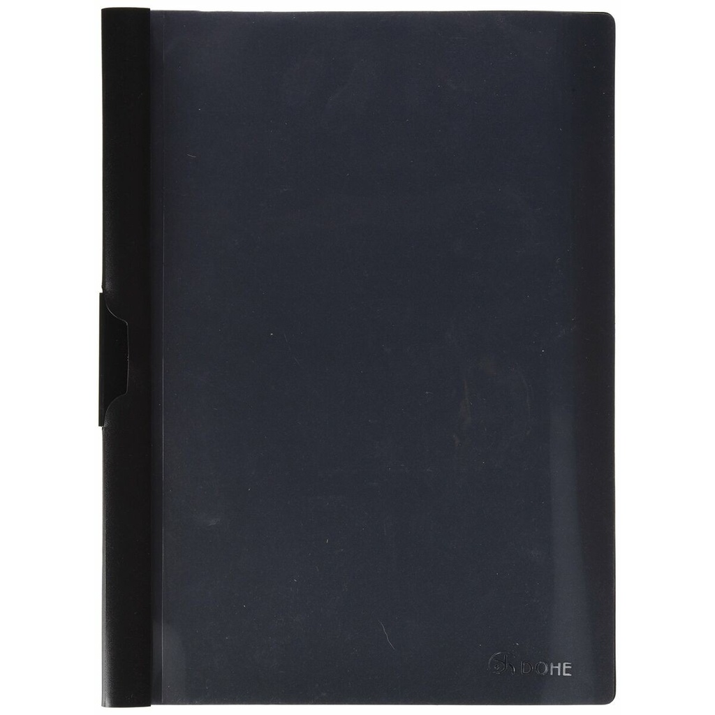 Dohe Dossier con Clip Metalico - Tamaño A4 - Fabricado en Polipropileno Opaco de 350 Micras - Color Negro