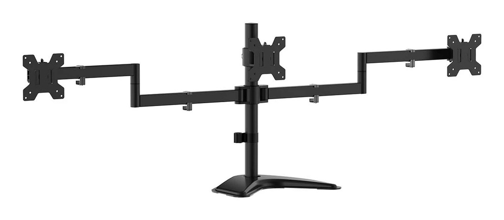Aisens Soporte de Mesa con Peana Eco Giratorio e Inclinable para 3 Monitores 10Kg (3 Pivotes - 2 Brazos) de 13-27" - Color Negro