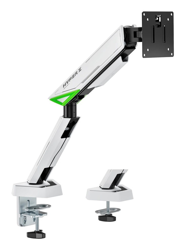 Aisens Soporte de Mesa Gaming Contrapeso Giratorio e Inclinable Para Monitor-TV 16kg - 3 Pivotes - 1 Brazo- 17"-49" - Color Blanco