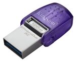 Kingston DataTraveler microDuo 3C Memoria USB-A + USB-C 128GB 3.2 Gen 1 - Velocidad de Lectura 200 MB/s - Tapon Protector (Pendrive)