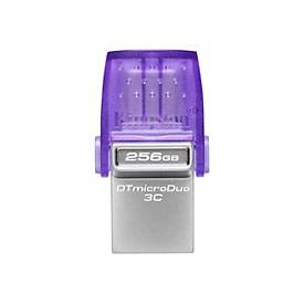 Kingston DataTraveler microDuo 3C Memoria USB-A + USB-C 256GB 3.2 Gen 1 - Velocidad de Lectura 200 MB/s - Tapon Protector (Pendrive)