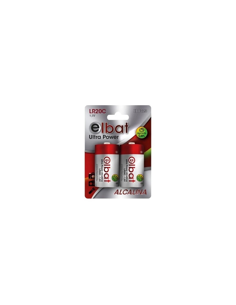 Elbat Pack de 2 Pilas Alcalinas LR20C