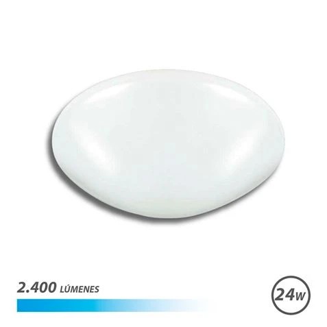 Elbat Lampara LED de Techo - Potencia: 24W - Lumenes: 2400 - Luz Fria: 6500K - Ac 175-265V - Diametro: 35cm - Angulo: 180º - 30.000 Horas - Color Blanco
