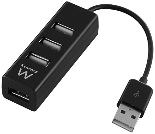 Ewent Hub USB2.0 de Alta Velocidad - USB-A de 4 Puertos - Color Negro