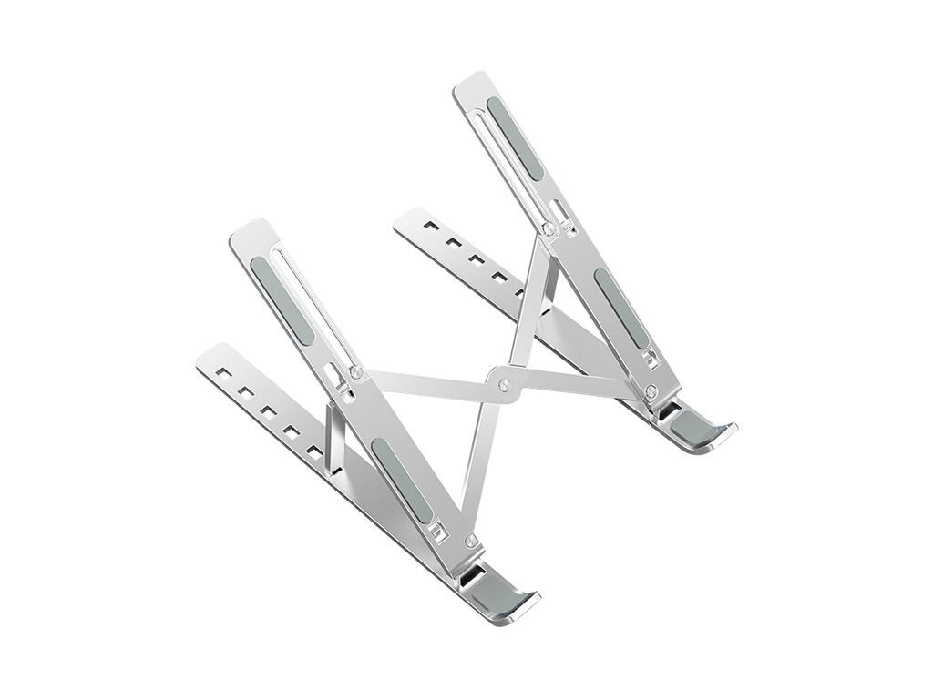 Ewent EW1266 Soporte Plegable de Viaje - Aleacion de Aluminio - Eleva de 5 a 15 cm tu Portatil - Color Plata