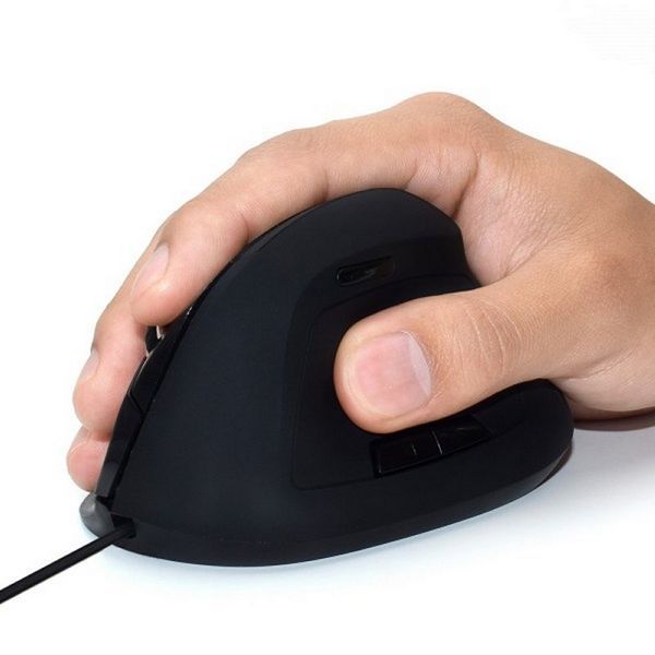 Ewent Raton Ergonomico Vertical USB 1800dpi - 5 Botones - Uso Diestro - Cable de 1.23m - Color Negro