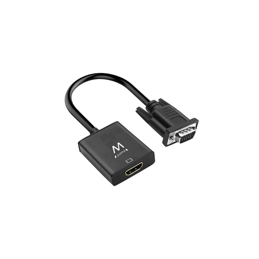 Ewent EW9866 Convertidor VGA a HDMI con Audio - Resolucion Maxima de 1920 x 1200 pixeles - No Drivers - Color Negro