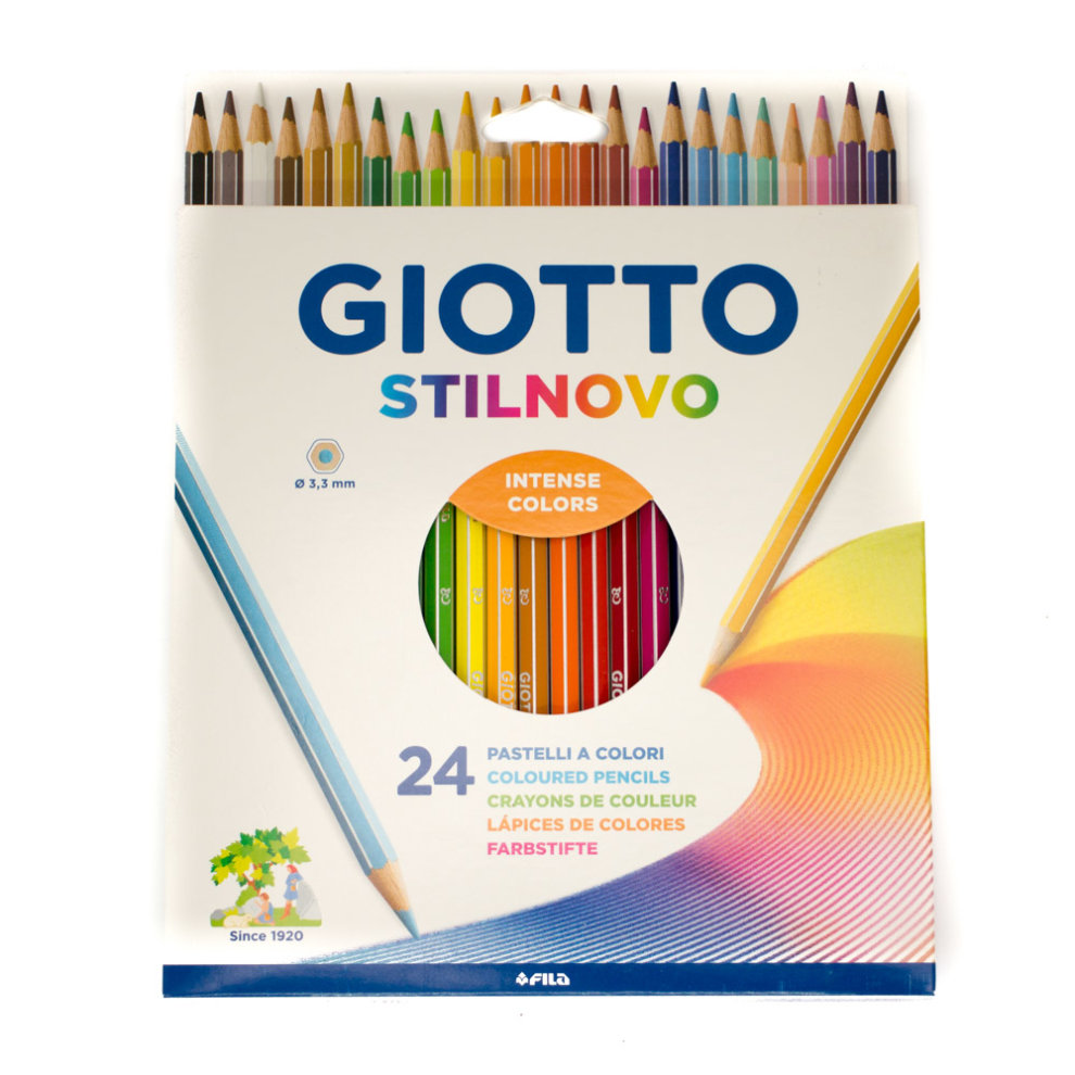 Giotto Stilnovo Pack de 24 Lapices Hexagonales de Colores - Mina 3.3mm - Madera - Colores Surtidos