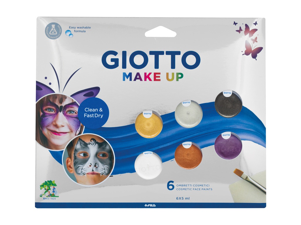 Giotto Make Up Classic Pack con 6 Maquillajes Faciales - Se Lava con Agua - Dermatologicamente Testado - Colores Clasicos Surtidos