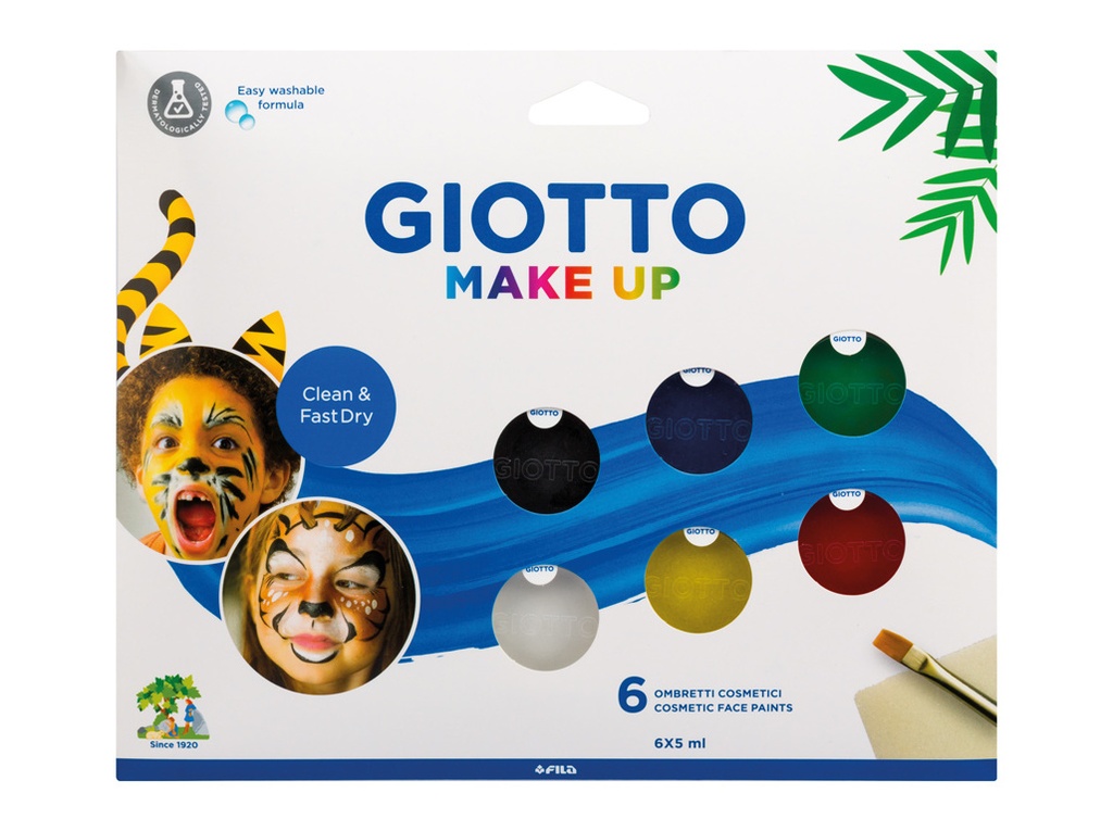 Giotto Make Up Metallic Pack con 6 Maquillajes Faciales - Se Lava con Agua - Dermatologicamente Testado - Colores Metalicos Surtidos