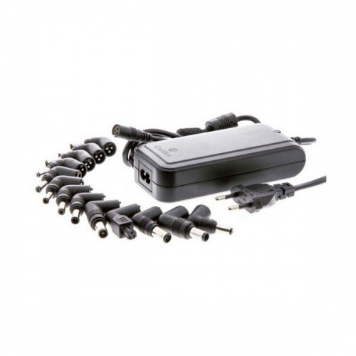 CoolBox Cargador de Portatil Automatico Universal 90W - Puerto USB 2.1A para Smartphones y Tablets - 14 Conectores Diferentes - Cable 1,50m Alimentación / 1m Cargador