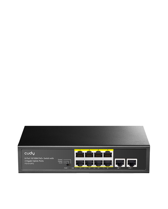 Cudy FS1010PG Switch PoE+ de 8 Puertos 10/100M con 2 Puertos de Enlace Ascendente