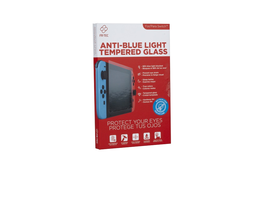 FR-TEC Cristal Templazo Anti Luz Azul para Nintendo Switch - Dureza H9 - Filtro de Luz Azul - Bloqueo Del 98% de Radiacion Azul - Prevencion de Fatiga Visual y Alteraciones Del Sueño - Facil Aplicacion - Color Transparente