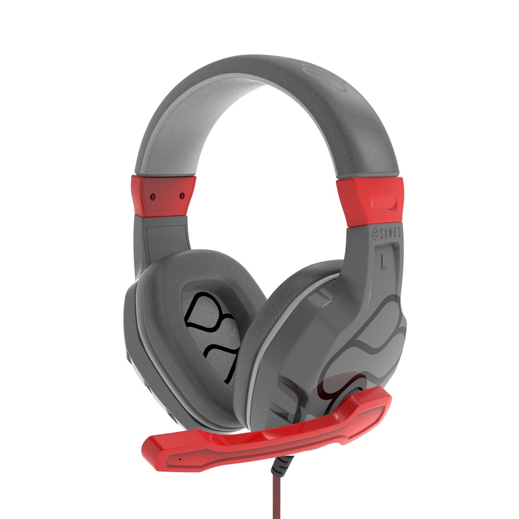 FR-TEC Auriculares Gaming Samus - Altavoz de 50mm - Microfono Rotatorio - Control de Volumen y Mute - Conexion Mini-Jack 3.5mm - Compatible con Todos los Dispositivos - Colores Combinables con Nintendo Switch - Color Gris