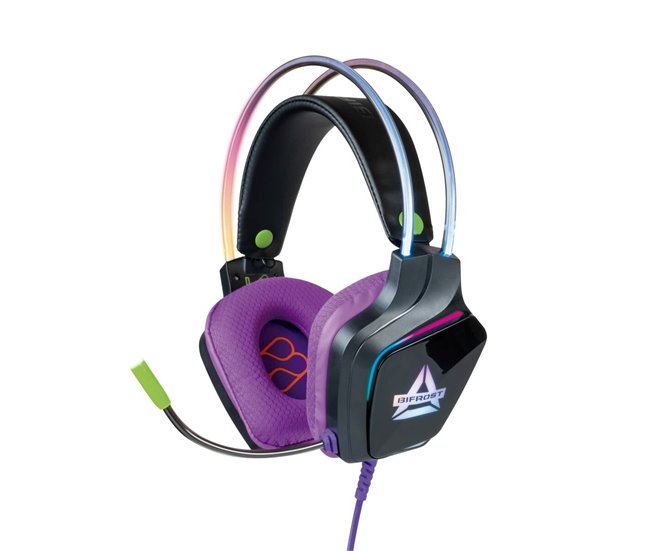 FR-TEC Auriculares Gaming con Luz RGB - Control de Volumen y Mute en Cable - Microfono Flexible - Altavoz de 50mm - Conexion Jack 3.5mm y USB 2.0 - Color Negro