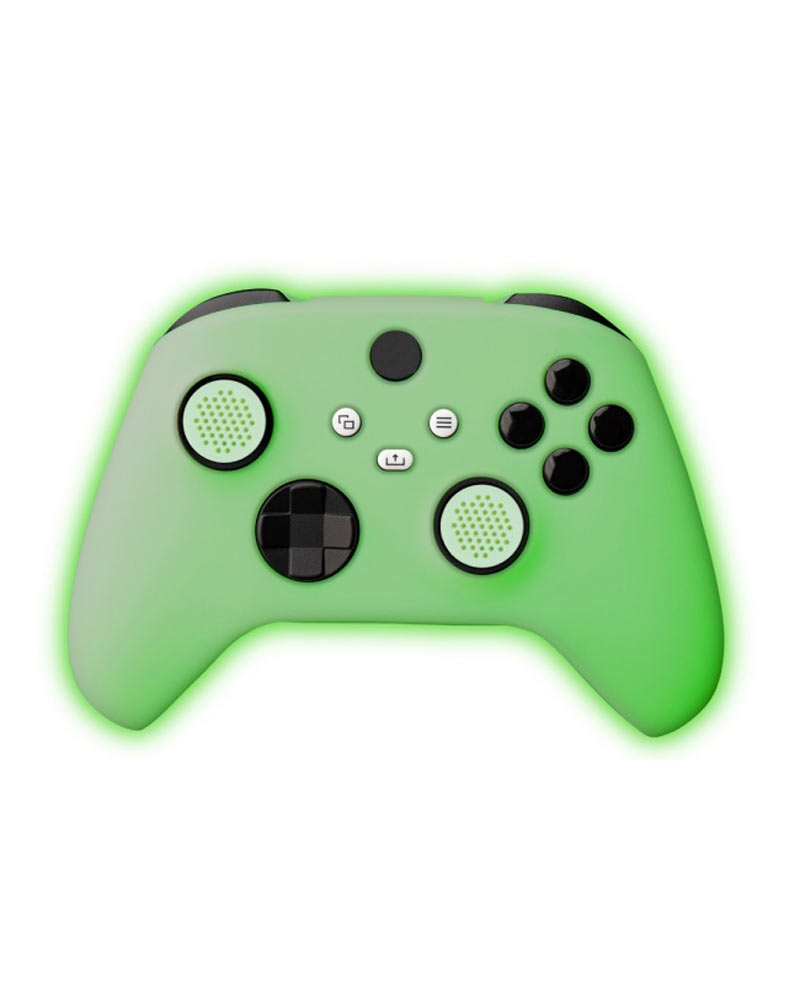 FR-TEC Funda de Silicona Xbox Glow in The Dark - Grips Incluidos - Brilla en La Oscuridad - Color Verde