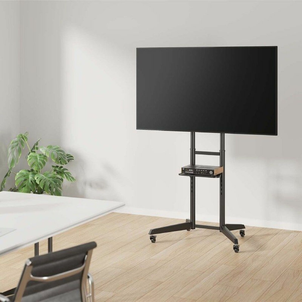 Aisens Soporte de Suelo Eco con Rueda - Bandeja para DVD para Monitor/TV 50Kg de 37-70 - Color Negro