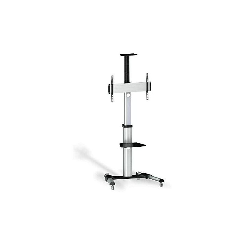 Aisens Soporte de Suelo Eco con Ruedas - Bandeja para DVD y Soporte de Camara (TV de 37?-70?) - Color Plata