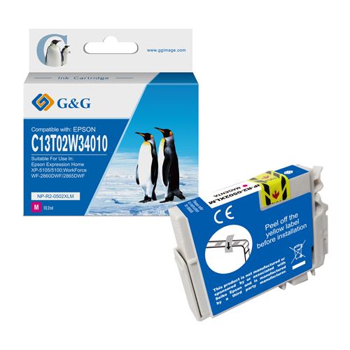 G&G Epson 502XL Magenta Cartucho de Tinta Generico - Reemplaza C13T02W34010/C13T02V34010