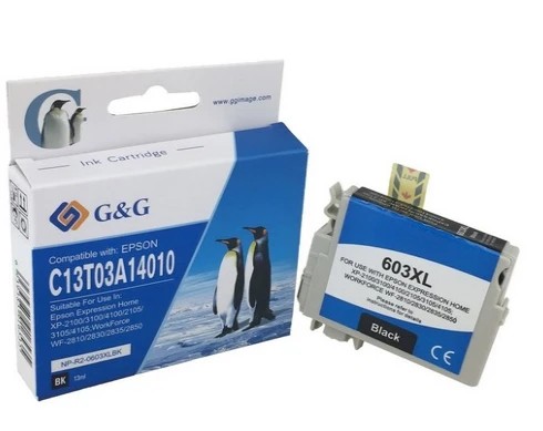 G&G Epson 603XL Negro Cartucho de Tinta Pigmentada Generico - Reemplaza C13T03A14010/C13T03U14010