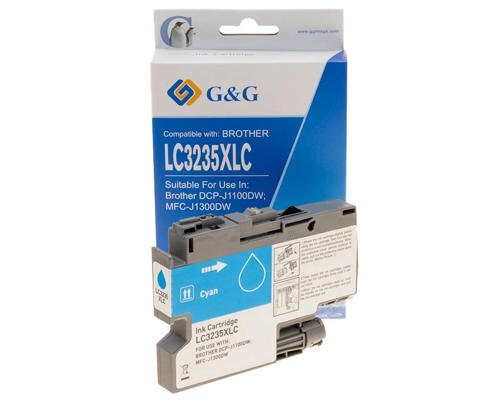 G&G Brother LC3235XL/LC3233 Cyan Cartucho de Tinta Generico - Reemplaza LC3235XLC/LC3233C