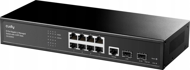 Cudy GS2008S2 Switch Administrado L2 Gigabit de 8 Puertos con 2 Puertos Gigabit SFP