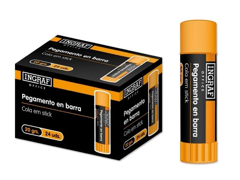 Ingraf Pegamento en Barra Adhesivo Solido 20gr - Sin Disolventes - Facil Aplicacion - Ideal para Oficina, Hogar y Colegio - Color Transparente