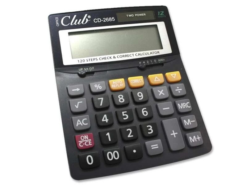 Ingraf CD-2685-12Rp Calculadora de 12 Digitos - Tecla de Borrado - 3 Teclas de Memoria - Doble Cero y Porcentaje - Suma Extragrande - Alimentacion Solar y a Pilas - Color Negro